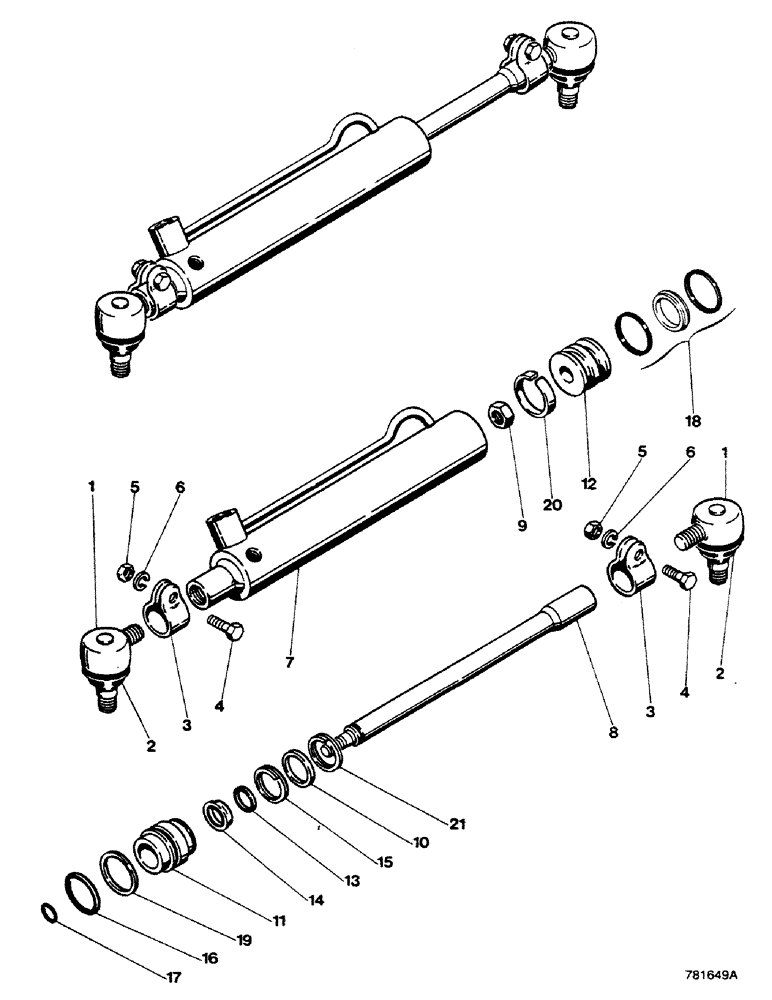 Схема запчастей Case 580G - (122) - STEERING CYLINDER - 2 WHEEL DRIVE (05) - STEERING