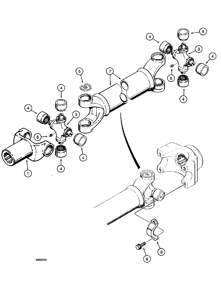Схема запчастей Case 590 - (6-22) - DRIVE SHAFT, POWER SHUTTLE TO TRANSAXLE (06) - POWER TRAIN