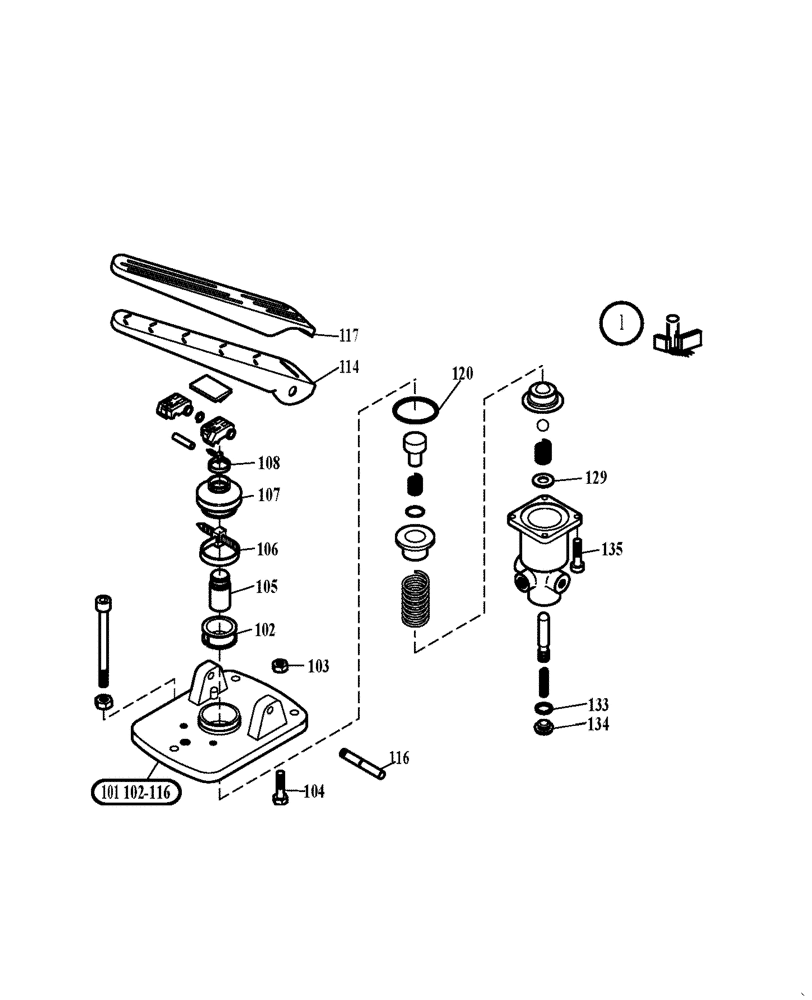 Схема запчастей Case 221D - (23.292[001]) - BRAKE VALVE PEDAL (OPTION) (S/N 581101-UP) (33) - BRAKES & CONTROLS