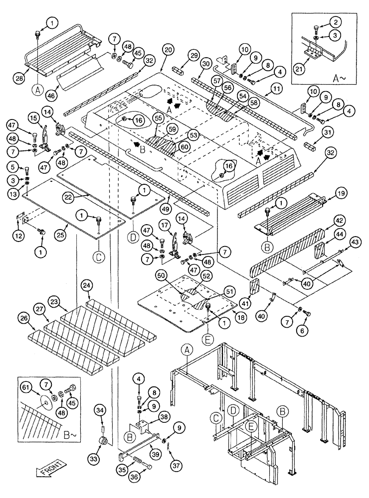 Схема запчастей Case 9050B - (9-016) - UPPER STRUCTURE, HOOD, COVERS AND INSULATION (09) - CHASSIS
