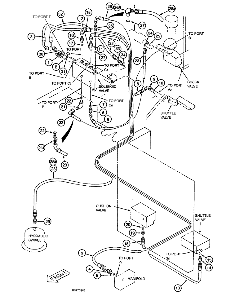 Схема запчастей Case 9040B - (8-056) - SOLENOID VALVE PILOT LINES (08) - HYDRAULICS