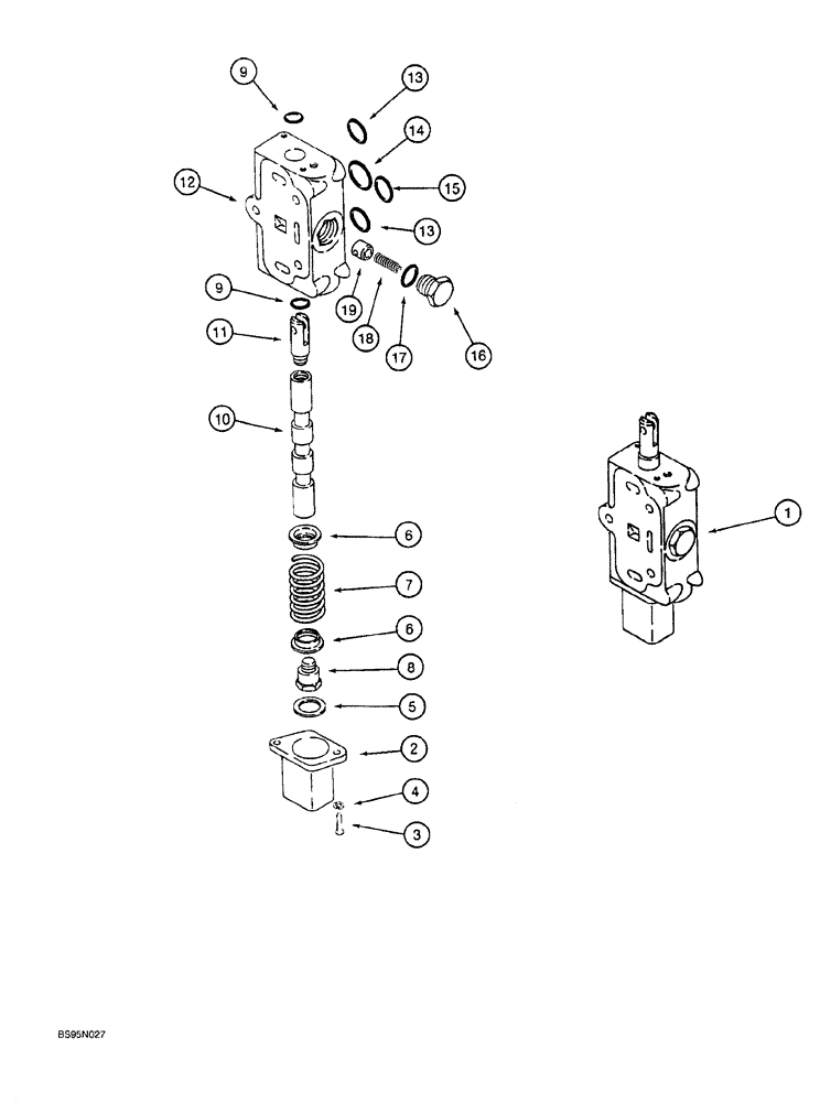 Схема запчастей Case 760 - (08-036) - ATTACHMENT CONTROL VALVE, VALVE SECTIONS (35) - HYDRAULIC SYSTEMS