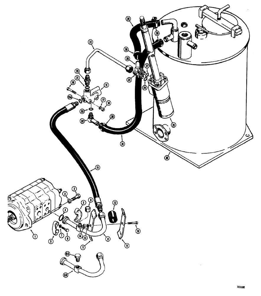 Схема запчастей Case W20 - (212) - STEERING HYDRAULICS PUMP TO RESERVOIR TRACTOR S.N. 9107854 AND AFTER (05) - STEERING