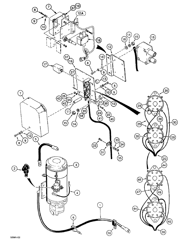 Схема запчастей Case 721B - (4-36) - AUXILIARY STEERING ELECTRICAL CIRCUIT (04) - ELECTRICAL SYSTEMS