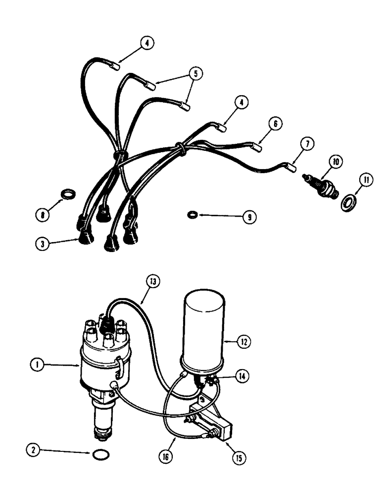 Схема запчастей Case W8C - (060) - DISTRIBUTOR IGNITION SYSTEM, (377) SPARK IGNITION ENGINE (02) - ENGINE