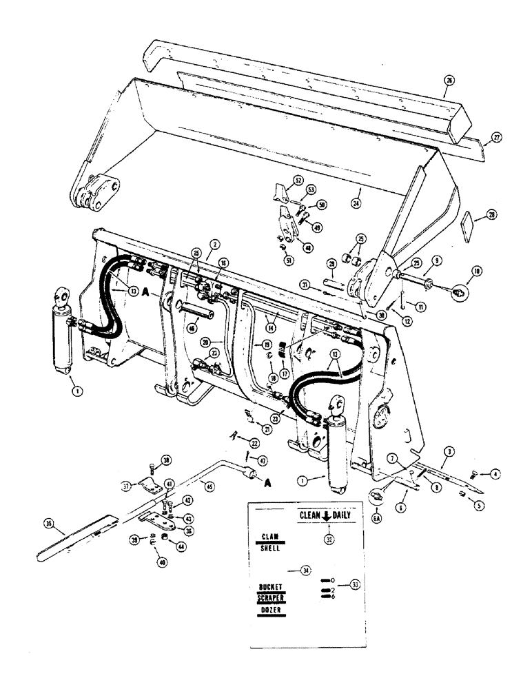 Схема запчастей Case W7E - (196) - DROTT 4-IN-1 BUCKET (09) - CHASSIS/ATTACHMENTS
