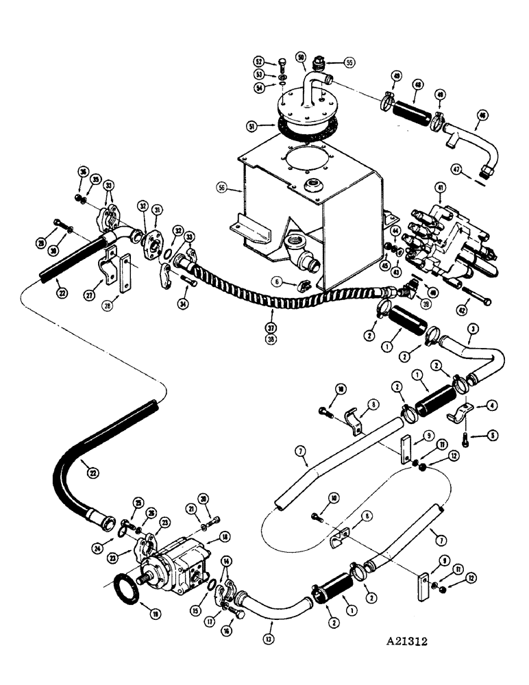 Схема запчастей Case W10E - (232) - LOADER HYDRAULICS, PUMP SUCTION AND PRESSURE LINE HYDRAULICS (08) - HYDRAULICS