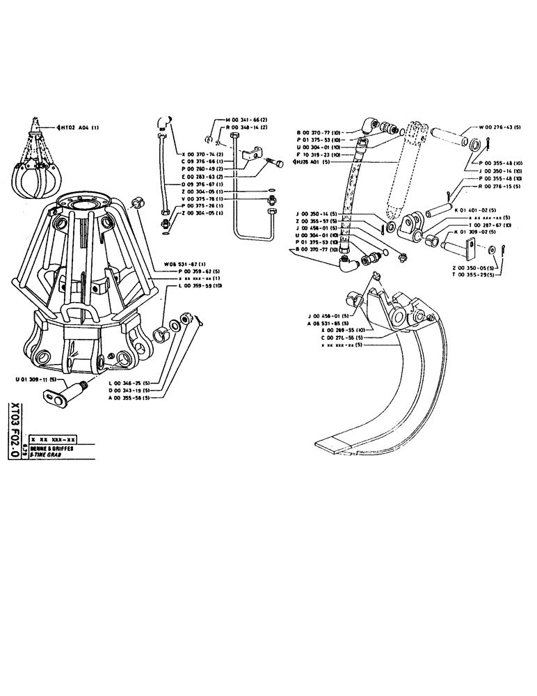 Схема запчастей Case 160CK - (352) - 5-TINE GRAB (18) - ATTACHMENT ACCESSORIES