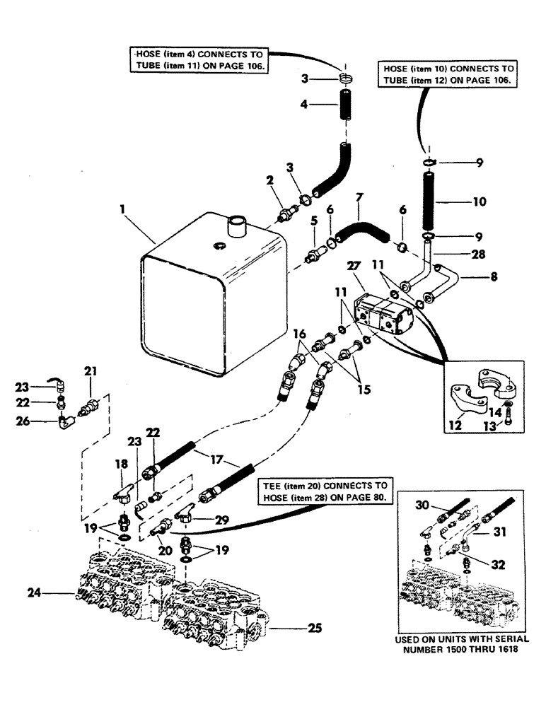 Схема запчастей Case 40YC - (104) - RESERVOIR TO PUMP TO MAIN VALVE HYDRAULICS (07) - HYDRAULIC SYSTEM