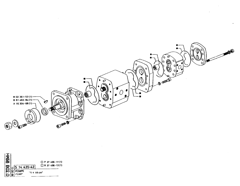 Схема запчастей Case 220B - (HK68 B02.0) - PUMP - 50 + 18 CM³ (07) - HYDRAULIC SYSTEM