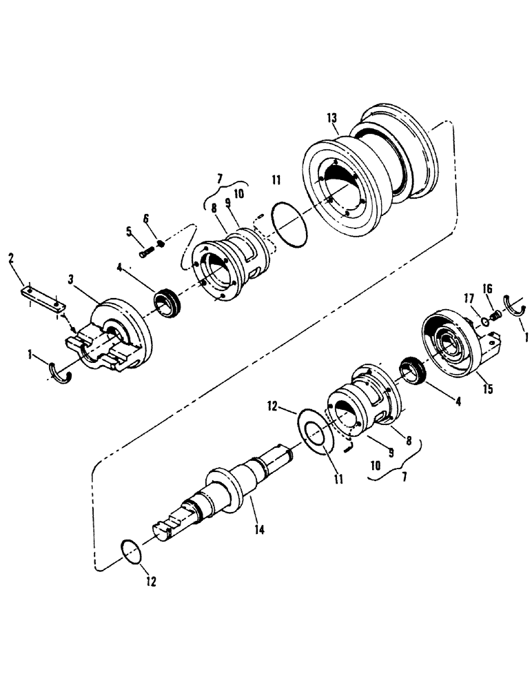 Схема запчастей Case 40BLC - (018) - SINGLE FLANGE TRACK ROLLER, TYPE I (04) - UNDERCARRIAGE