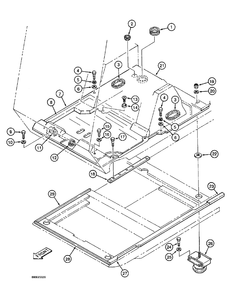 Схема запчастей Case 9010 - (9-38) - CAB FLOOR AND MOUNTING (09) - CHASSIS