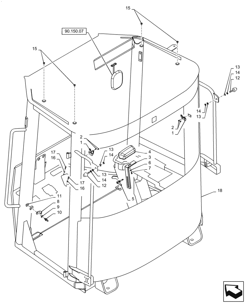 Схема запчастей Case 921F - (90.160.06) - CAB, PARTS MOUNTING (90) - PLATFORM, CAB, BODYWORK AND DECALS