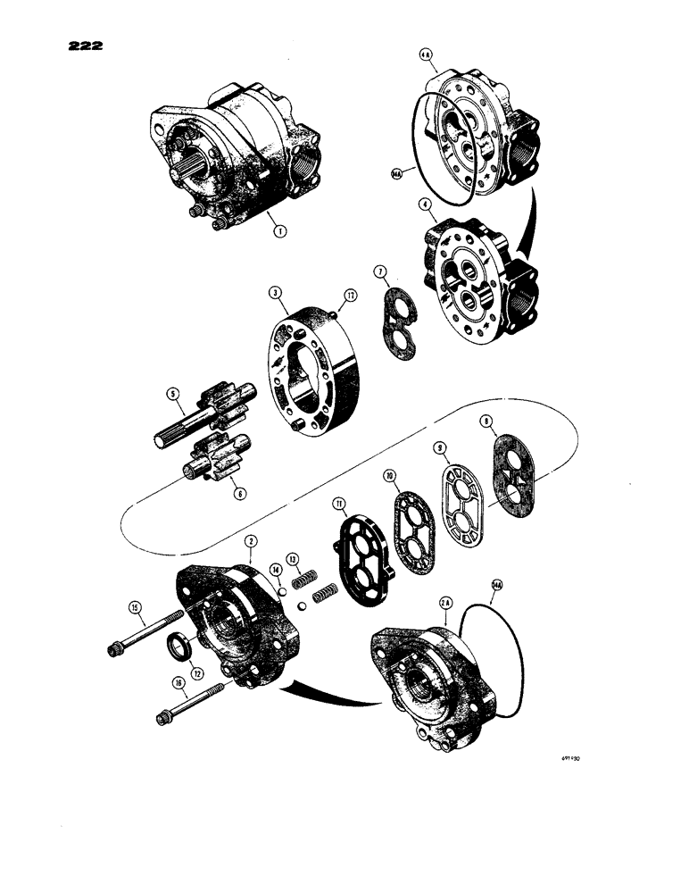 Схема запчастей Case 450 - (222) - D31254 AND D41390 HYDRAULIC PUMP (07) - HYDRAULIC SYSTEM