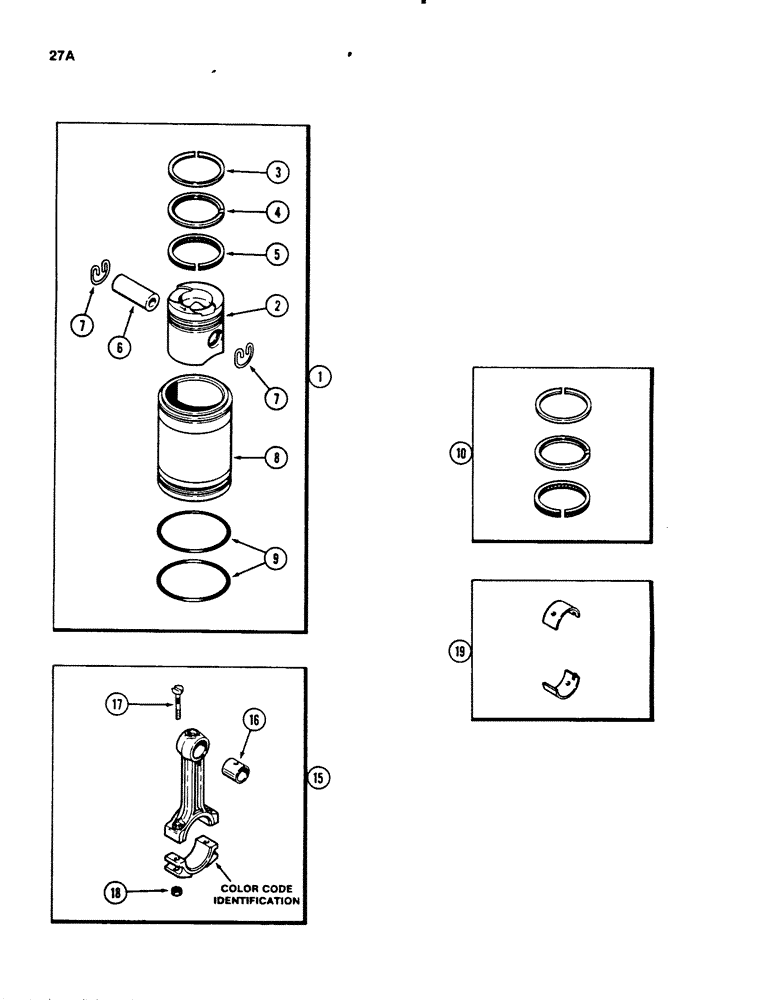 Схема запчастей Case 450B - (027A) - PISTONS, 207 NATURALLY ASPIRATED DIESEL ENGINE, ENGINE SERIAL NUMBER 2869290 AND AFTER (01) - ENGINE