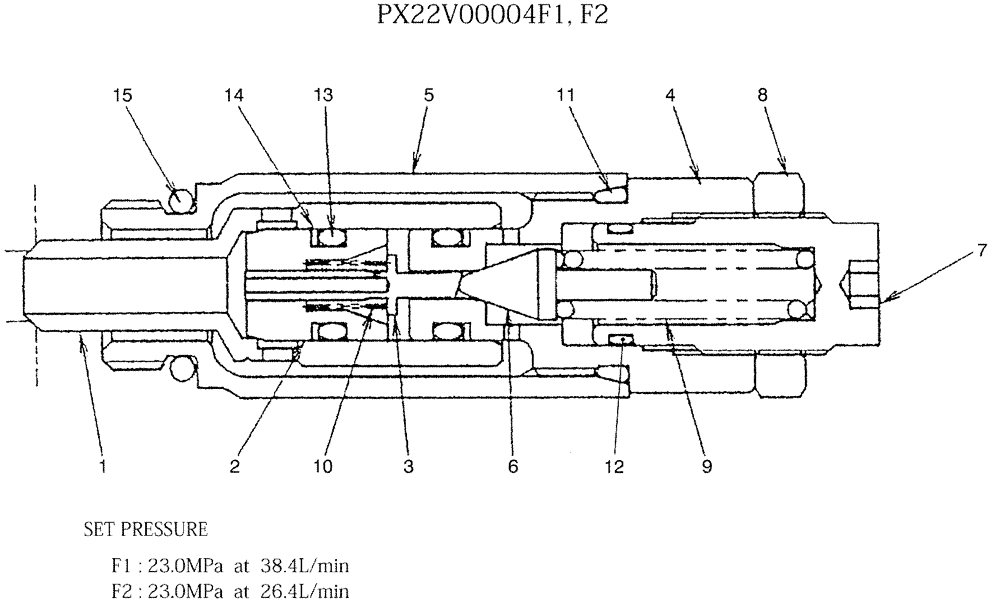 Схема запчастей Case CX27B - (07-018) - VALVE ASSY, RELIEF P/N PX22V00004F1, F2 (35) - HYDRAULIC SYSTEMS