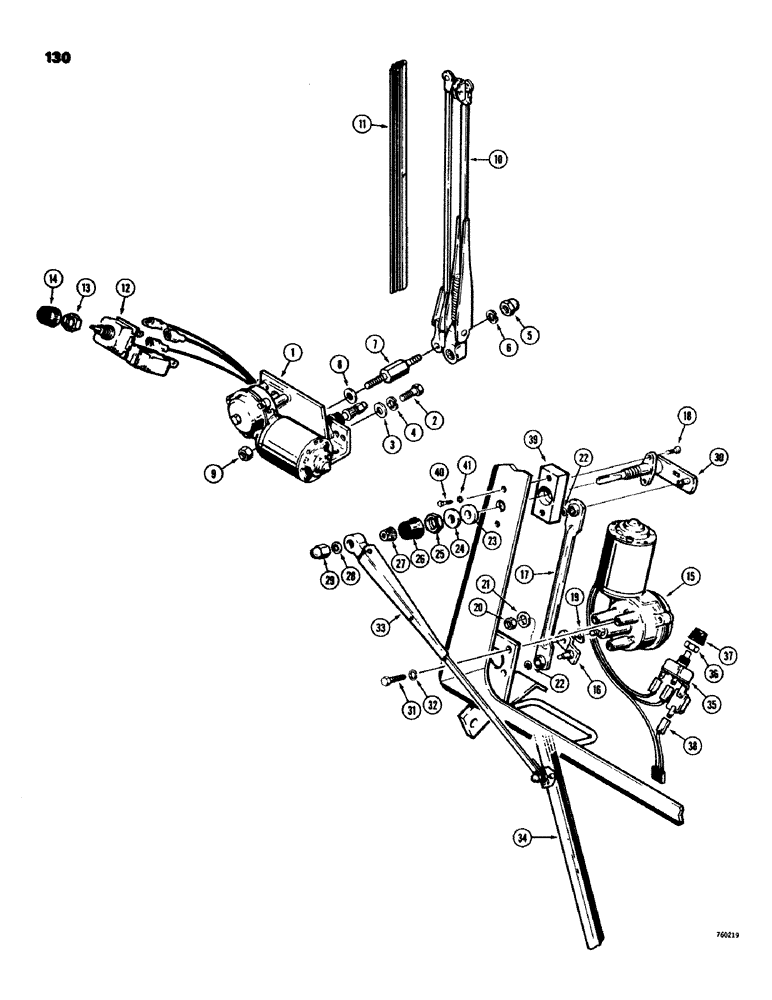 Схема запчастей Case 580C - (130) - FRONT AND REAR WINDSHIELD WIPERS (04) - ELECTRICAL SYSTEMS