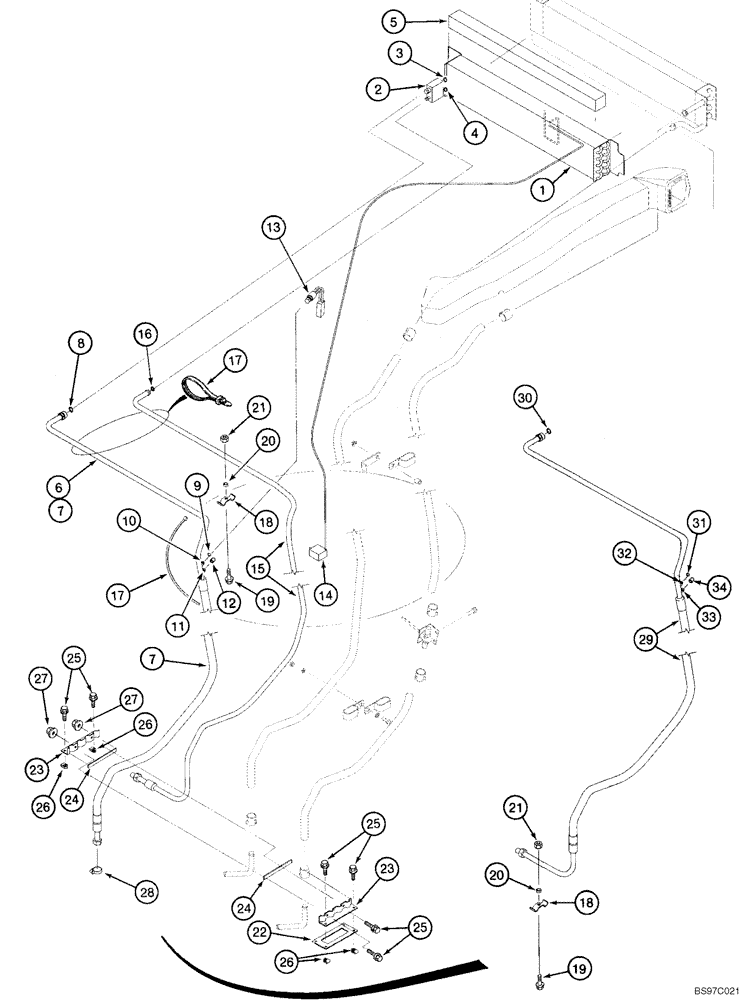 Схема запчастей Case 580L - (9-154) - CAB, EVAPORATOR CORE AIR CONDITIONING LINES (09) - CHASSIS/ATTACHMENTS