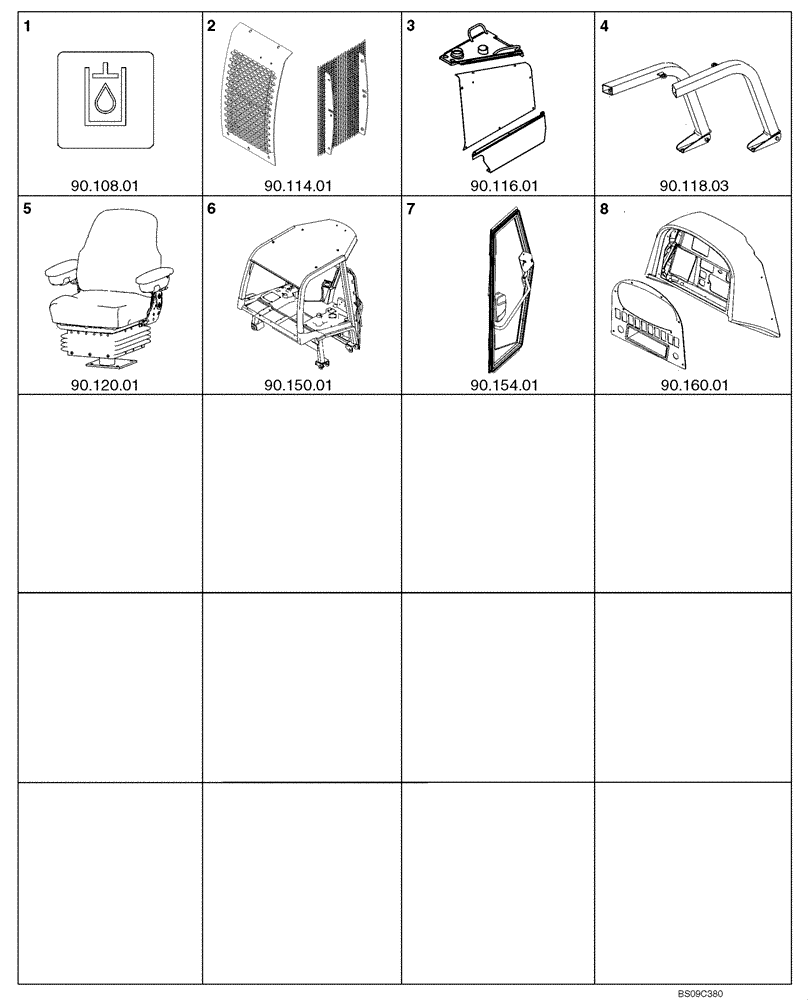Схема запчастей Case 650L - (90.000.01) - PLATFORM, CAB, BODYWORK, AND DECALS - SECTION PICTORIAL (90) - PLATFORM, CAB, BODYWORK AND DECALS