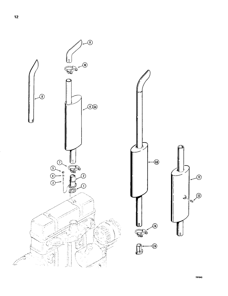Схема запчастей Case 480C - (012) - MUFFLER AND EXHAUST SYSTEM (10) - ENGINE