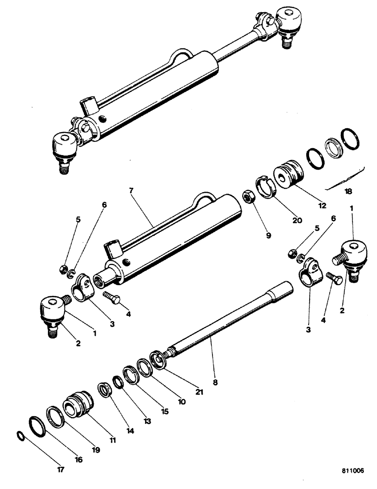 Схема запчастей Case 580G - (124) - STEERING CYLINDERS - 4 WHEEL DRIVE (05) - STEERING