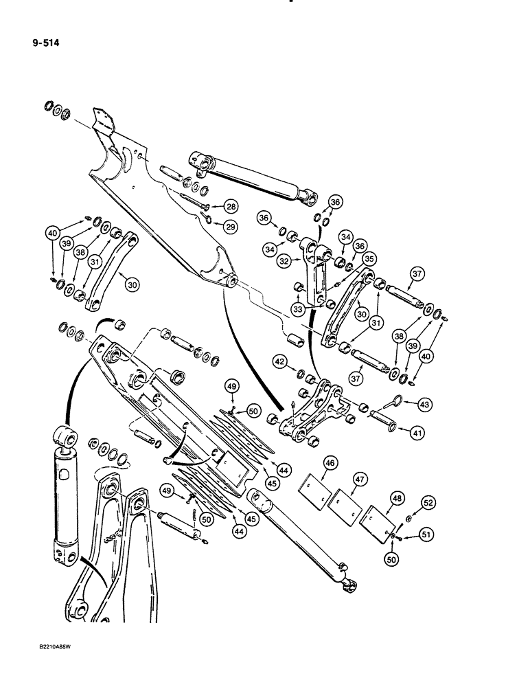 Схема запчастей Case 580K - (09-514) - EXTENDABLE DIPPER, ONE-PIECE OUTER MEMBER (09) - CHASSIS/ATTACHMENTS