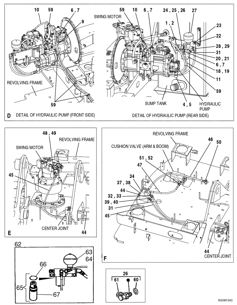 Схема запчастей Case CX135SR - (08-048) - HYDRAULICS - PILOT PRESSURE, RETURN LINES (08) - HYDRAULICS
