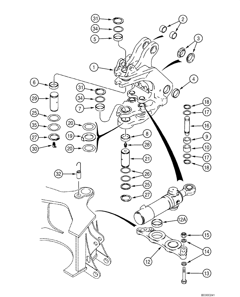 Схема запчастей Case 580SM - (09-21) - BACKHOE - SWING TOWER AND SWING CYLINDERS (09) - CHASSIS/ATTACHMENTS