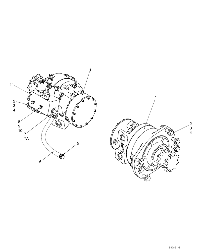 Схема запчастей Case 445CT - (06-25) - HYDROSTATICS - DRIVE MOTORS, ONE SPEED (445 WITH PILOT CONTROL) (06) - POWER TRAIN
