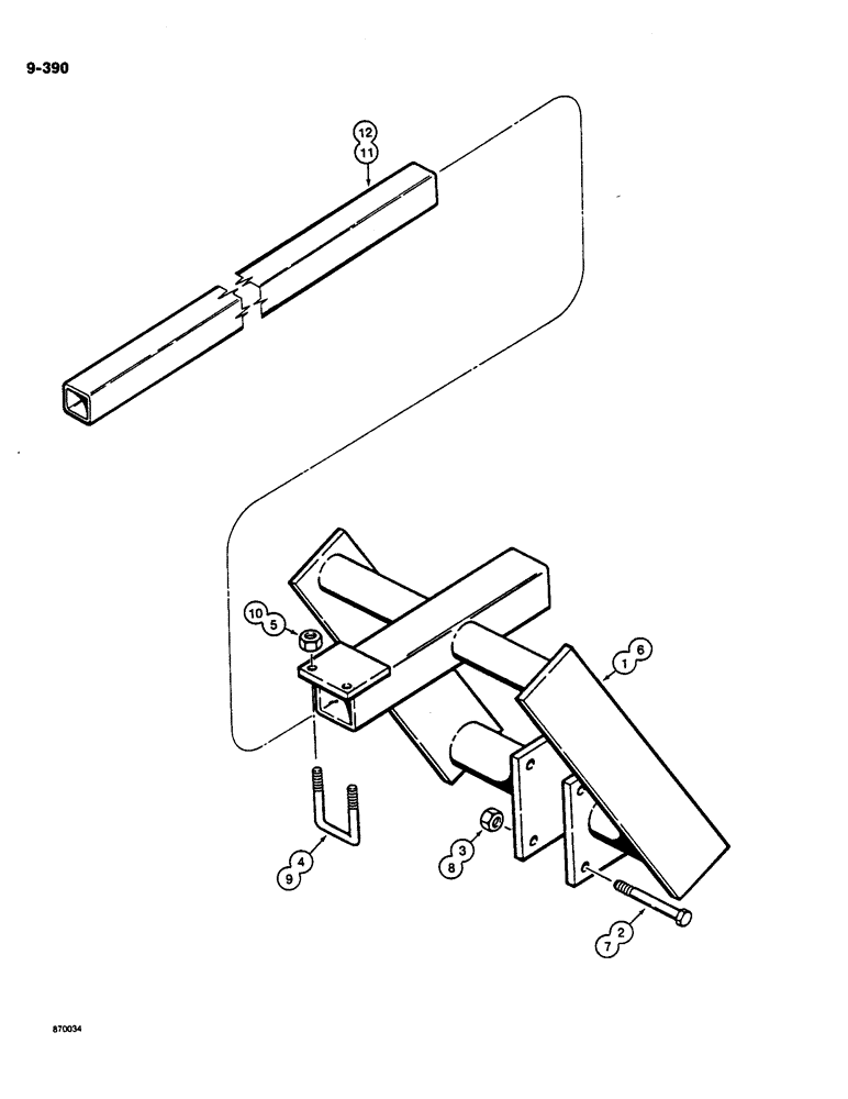 Схема запчастей Case DH4B - (9-390) - CRUMBER BOOM AND DIGGING CHAIN GUARD MOUNTING BRACKET (09) - CHASSIS/ATTACHMENTS