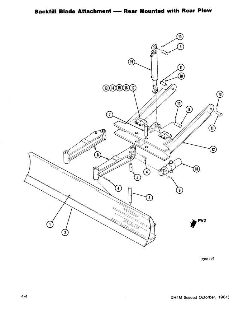 Схема запчастей Case DH4 - (4-04) - BACKFILL BLADE ATTACHMENT - REAR MOUNTED WITH REAR PLOW (86) - DOZER