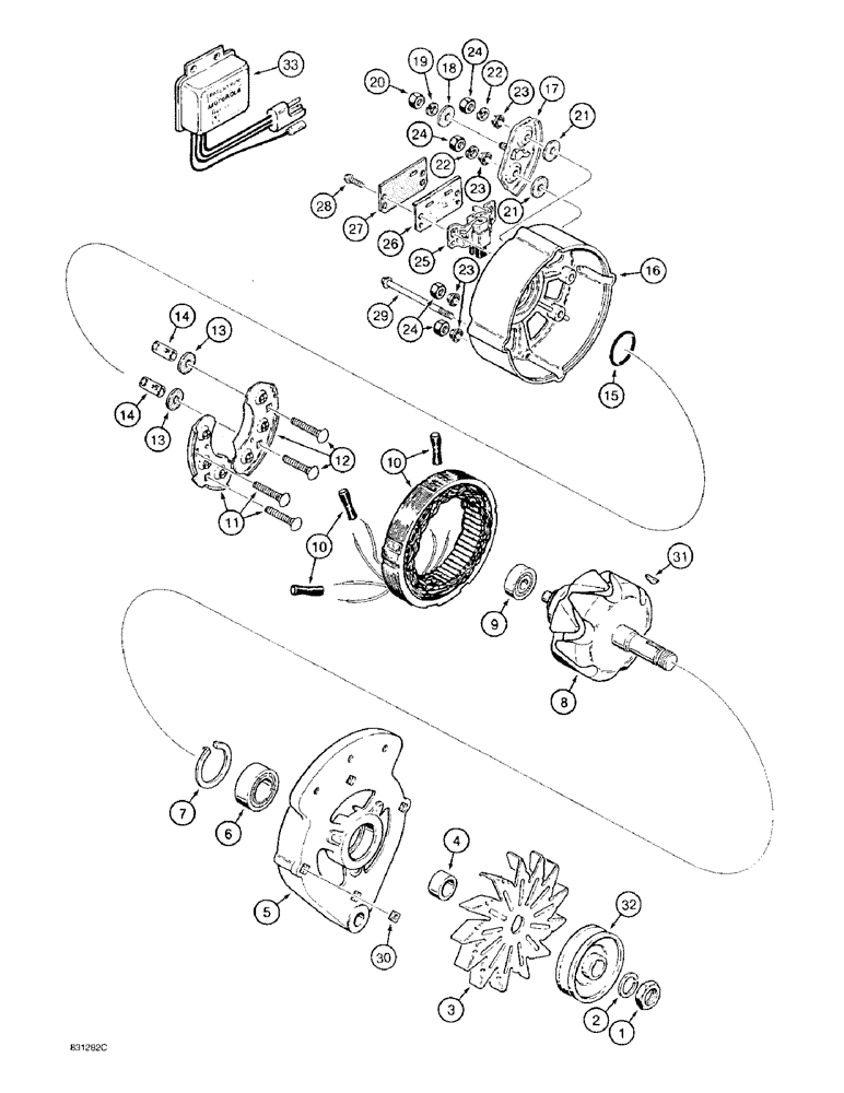 Схема запчастей Case TF300 - (4-04) - ALTERNATOR ASSEMBLY, USED ON MODELS WITH WISCONSIN ENGINE (04) - ELECTRICAL SYSTEMS