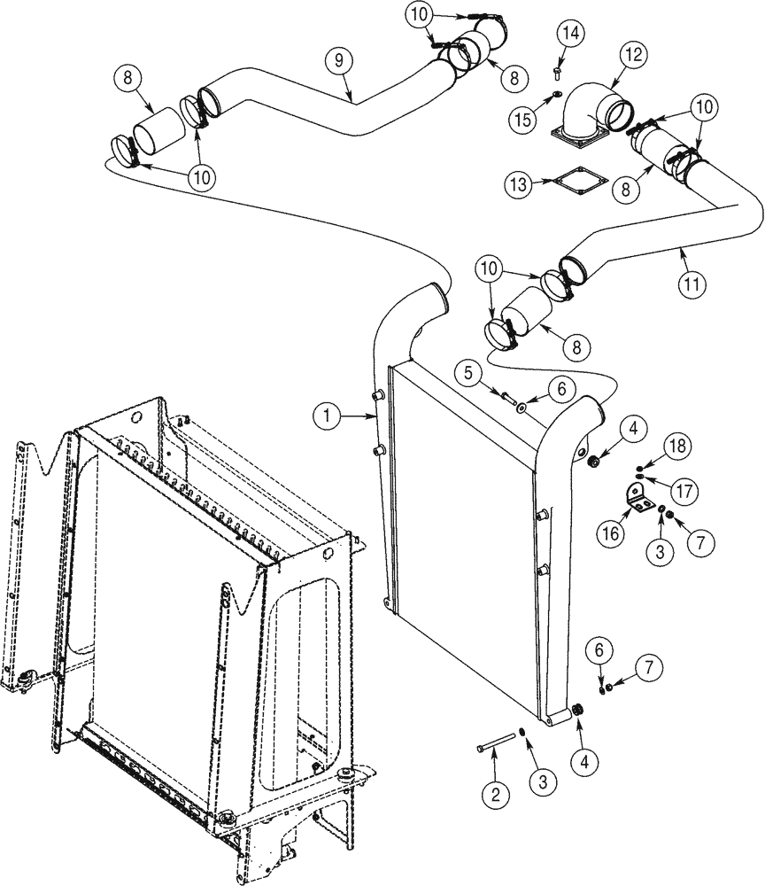 Схема запчастей Case 921C - (02-05) - COOLER, CHARGE AIR - HOSES, CONNECTING (02) - ENGINE