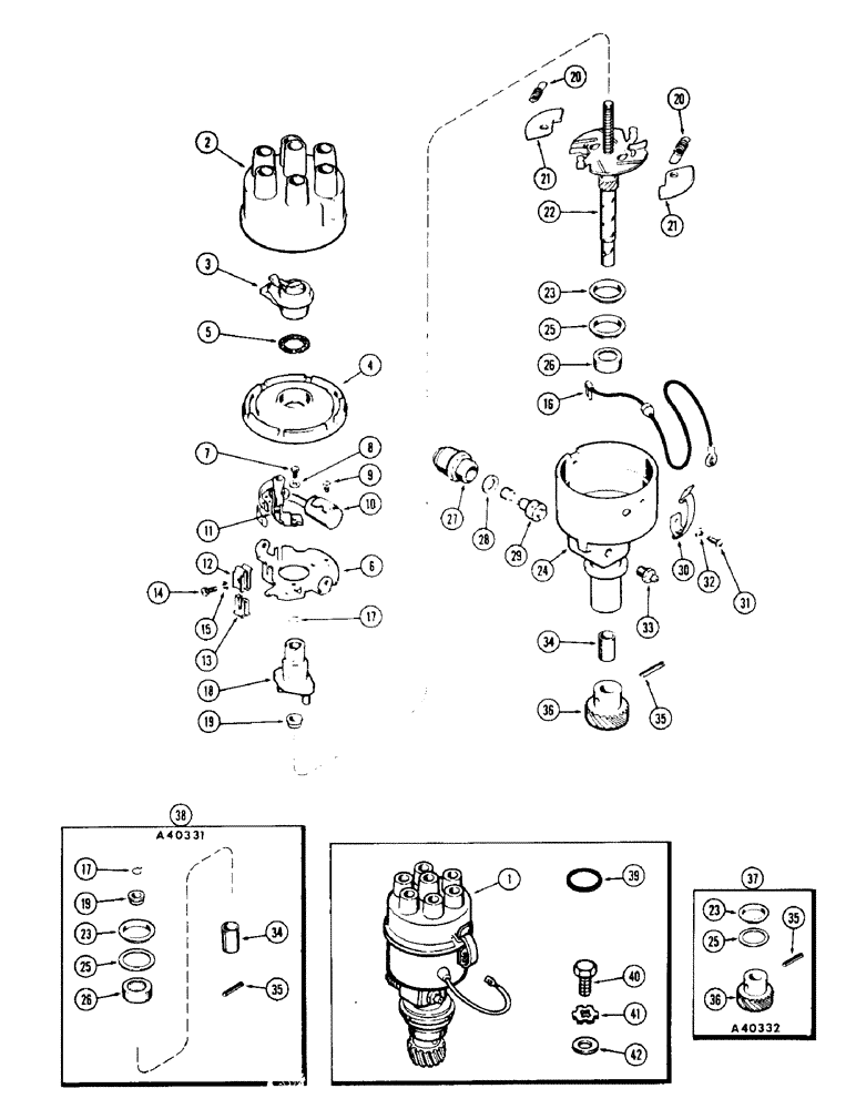 Схема запчастей Case W8C - (062) - DISTRIBUTOR, (377) SPARK IGNITION ENGINE (02) - ENGINE