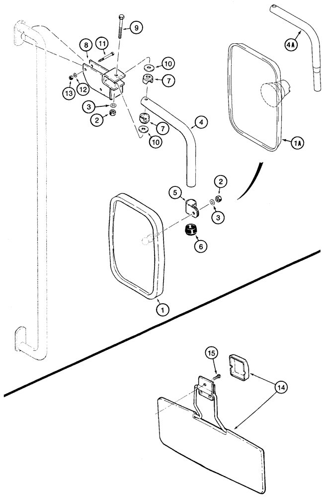 Схема запчастей Case 621D - (09-35) - SUNVISOR - MIRROR, REAR VIEW, NORTH AMERICA AND EUROPE, OUTER MIRRORS, SUN VISOR (09) - CHASSIS
