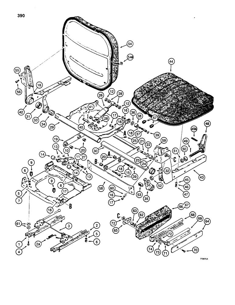 Схема запчастей Case W20B - (390) - SUSPENSION SEAT (09) - CHASSIS/ATTACHMENTS