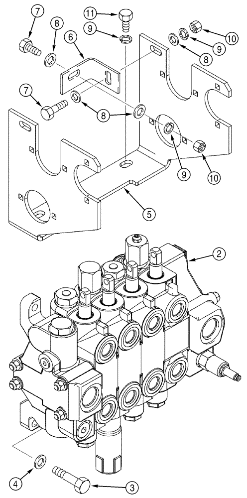 Схема запчастей Case 1150H - (08-16) - VALVE, CONTROL - BRACKET, LINKAGE (08) - HYDRAULICS