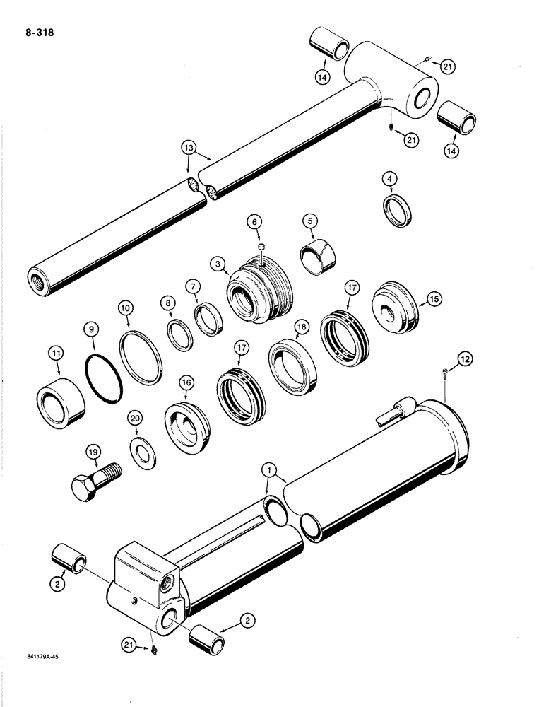 Схема запчастей Case 1187B - (8-318) - TOOL CYLINDER, USED WITH FELLER BUNCHER ONLY (08) - HYDRAULICS