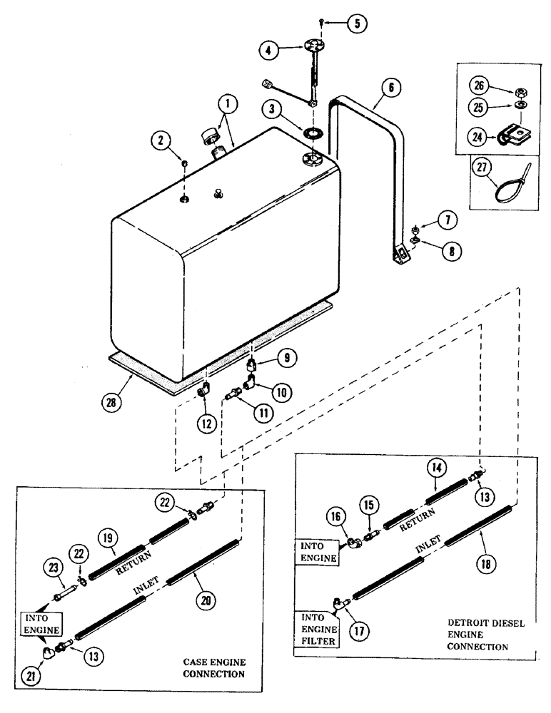 Схема запчастей Case 35 - (038) - FUEL TANKS AND LINES (10) - ENGINE