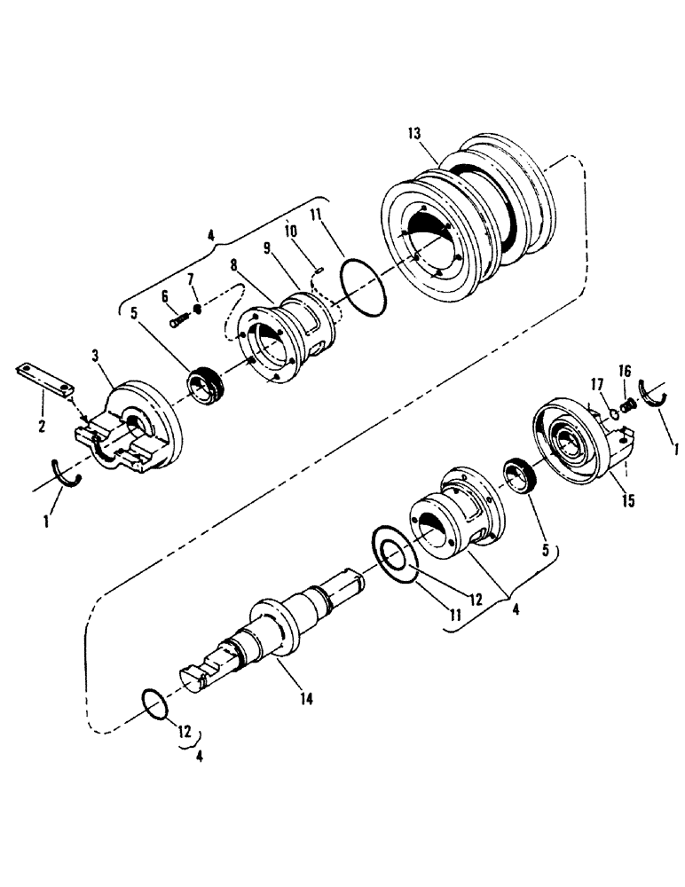 Схема запчастей Case 40BLC - (026) - DOUBLE FLANGE TRACK ROLLER, TYPE I (04) - UNDERCARRIAGE