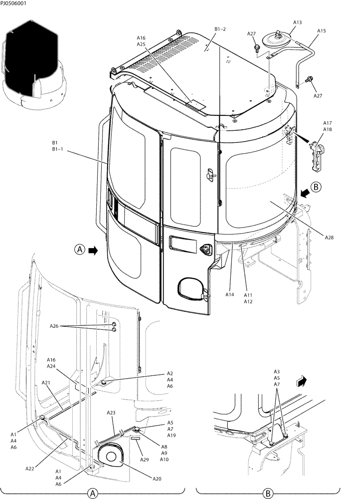 Схема запчастей Case CX50B - (05-006) - CAB INSTAL-COOLER (50) - CAB CLIMATE CONTROL