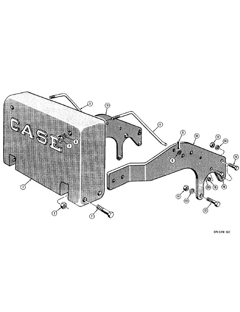 Схема запчастей Case 420C - (192) - REAR COUNTERWEIGHT (WITH P.T.O. AND BELT PULLEY) (05) - UPPERSTRUCTURE CHASSIS