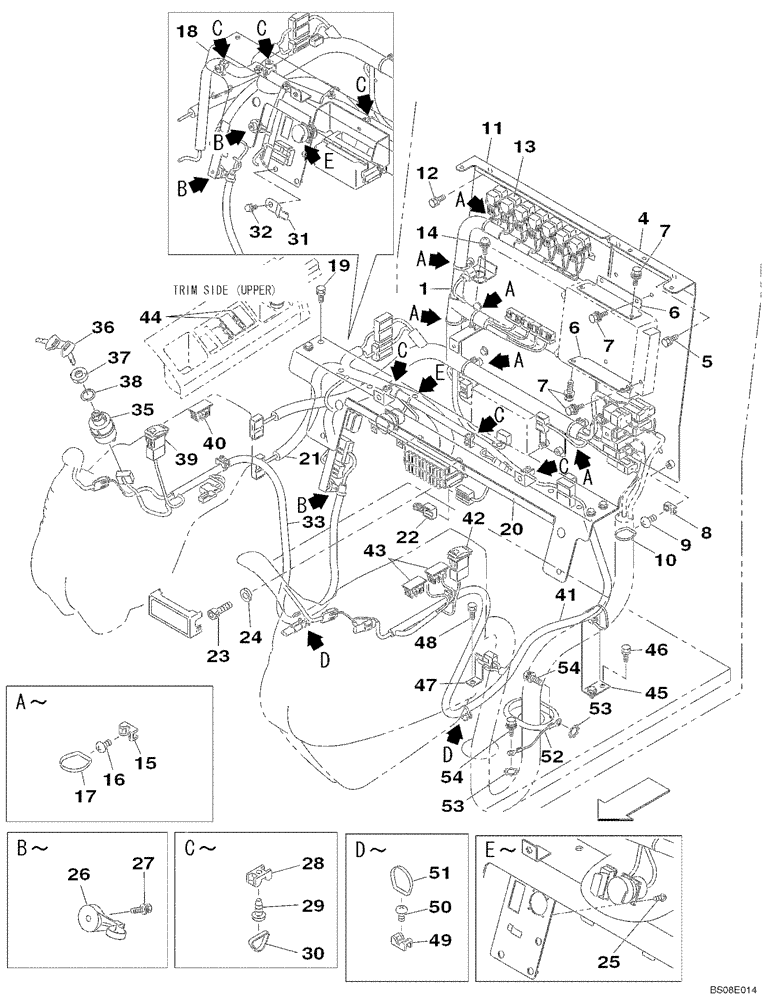 Схема запчастей Case CX350B - (04-23) - ELECTRICAL - CAB (04) - ELECTRICAL SYSTEMS