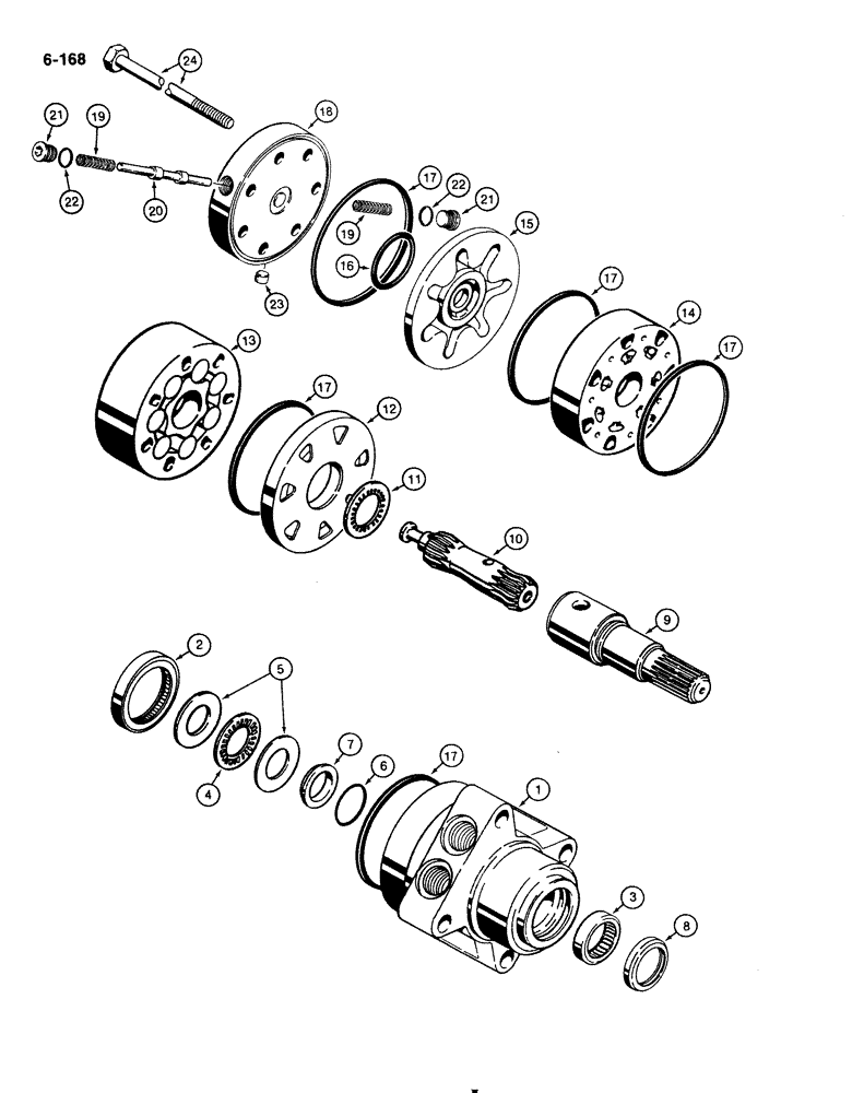 Схема запчастей Case 1818 - (6-168) - HYDROSTATIC DRIVE MOTOR (06) - POWER TRAIN