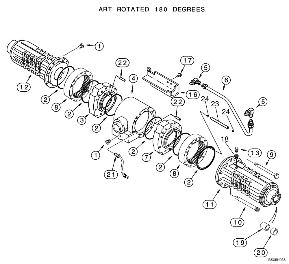 Схема запчастей Case 590L - (6-52) - REAR DRIVE AXLE, AXLE HOUSING (06) - POWER TRAIN