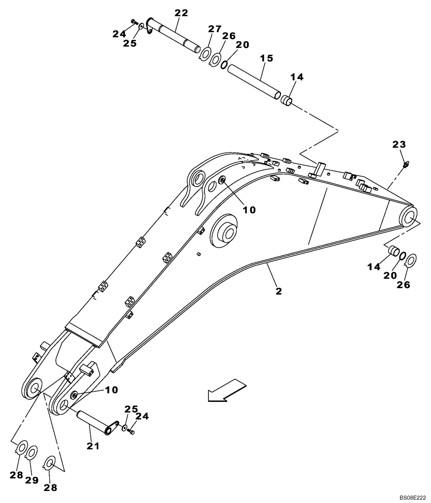 Схема запчастей Case CX700B - (09-48) - MONOBLOCK BOOM (6.60 M) (09) - CHASSIS