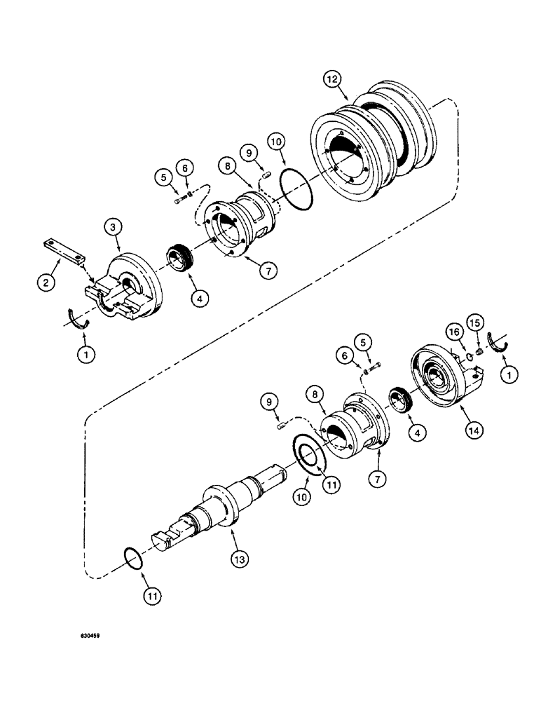 Схема запчастей Case 1187 - (124) - DOUBLE FLANGE TRACK ROLLER, TYPE I (04) - UNDERCARRIAGE