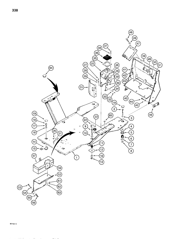 Схема запчастей Case 680H - (338) - OPERATORS COMPARTMENT FRAME AND MOUNTING (09) - CHASSIS/ATTACHMENTS