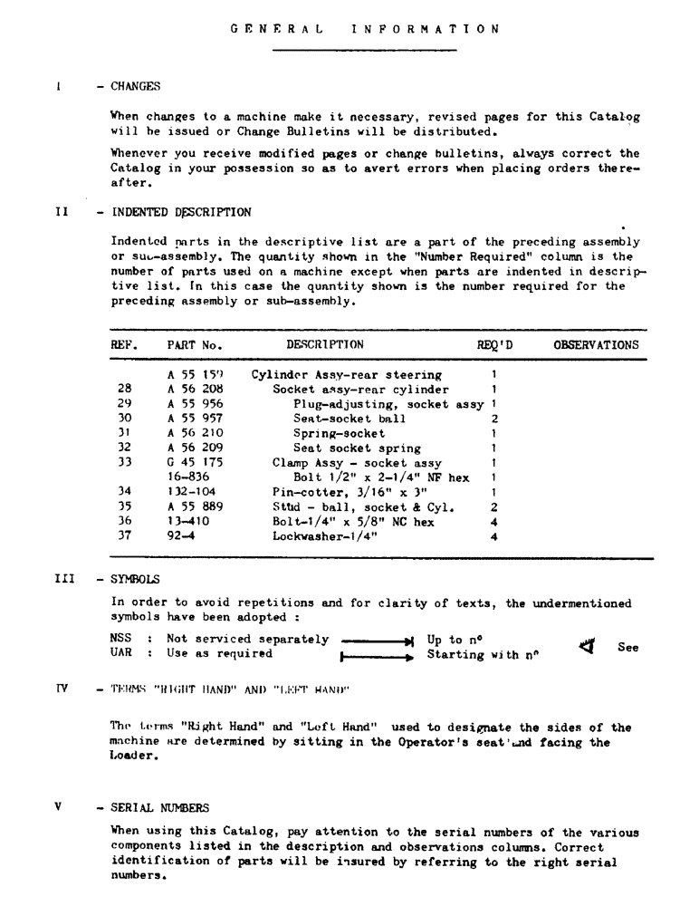 Схема запчастей Case 1529 - (001-4) - GENERAL INFORMATION (05) - SERVICE & MAINTENANCE