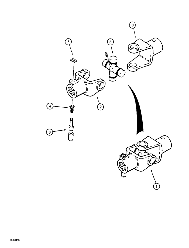 Схема запчастей Case MAXI-SNEAKER - (09-032) - HYDRA-BORER ATTACHMENT UNIVERSAL JOINT (09) - CHASSIS/ATTACHMENTS